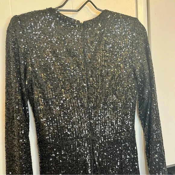 Eliza J black sequins diamond panel gown size 8 - Picture 9 of 11